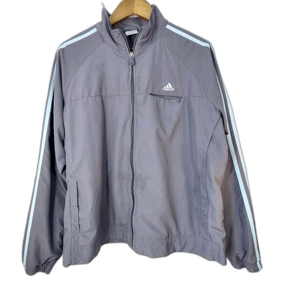 Adidas Sporty Gray Climalite Lightweight Windbreaker Jacket w/ Pockets Sz XL - Picture 1 of 15